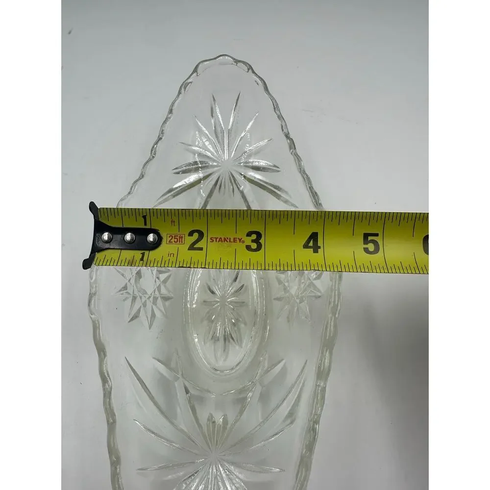 VTG Anchor Hocking EAPC Starburst Banana Split Dish Pressed Glass Relish Bowl 9